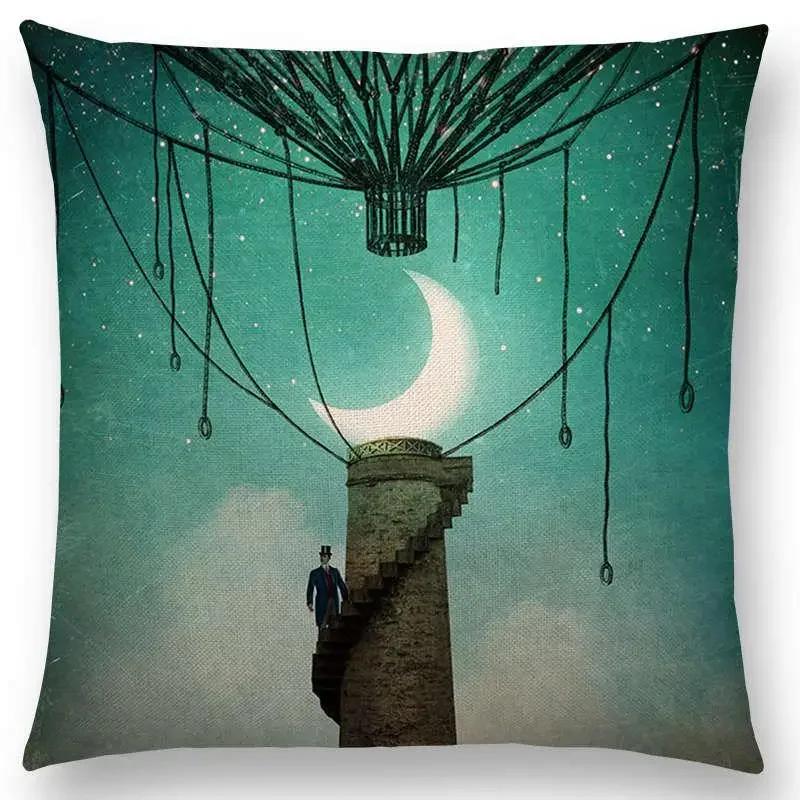 New Elegant Lady Lovely Girl Shakespeare Fantasy Painting Moon Night Swan Dream Trees Cushion Cover Sofa Throw Pillow Case