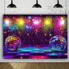 Disco-themed party backdrop, suitable for various occasions. Perfect for festive events such as Christmas weddings.