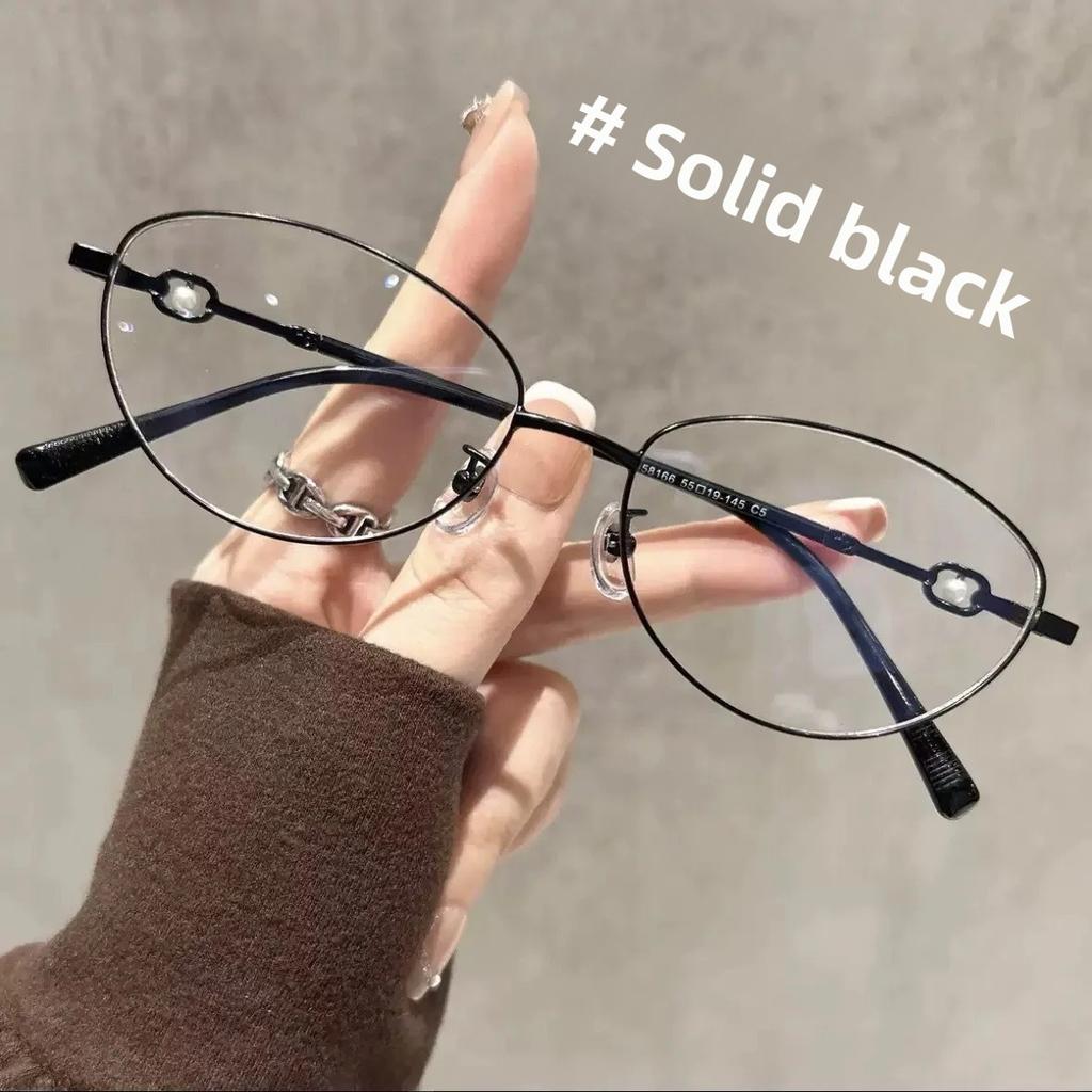 Blaulichtfilter Brille Ultraleichte Metallbrille Damen Katzenauge Vintage Perlmutt Flachlicht Brillenrahmen für Damen