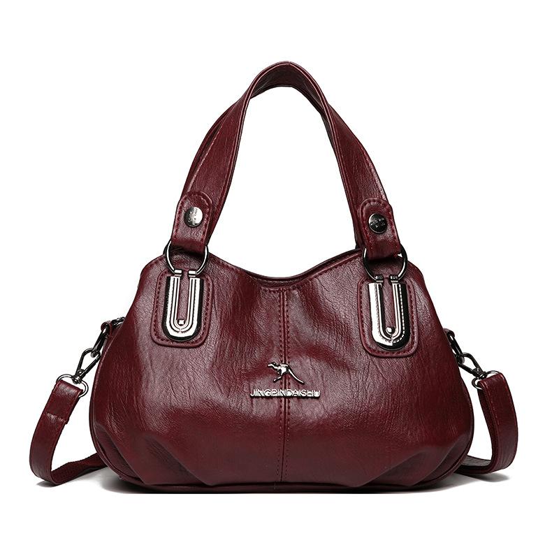 

Сумка, Ретро сумка-тоут, Сумка для мамы среднего возраста, Многослойная сумка большой вместимости через плечо бордовый