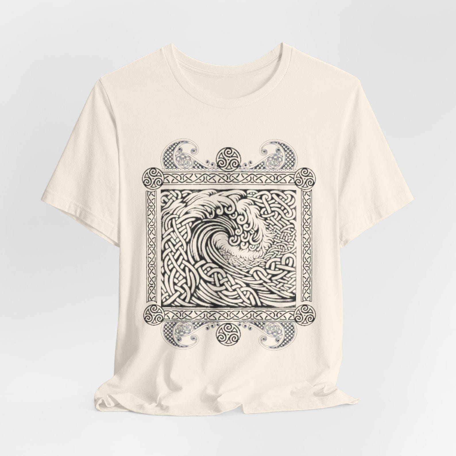 Unisex Celtic Wave T-Shirt | Irish Knotwork Seascape Print Tee 3XL