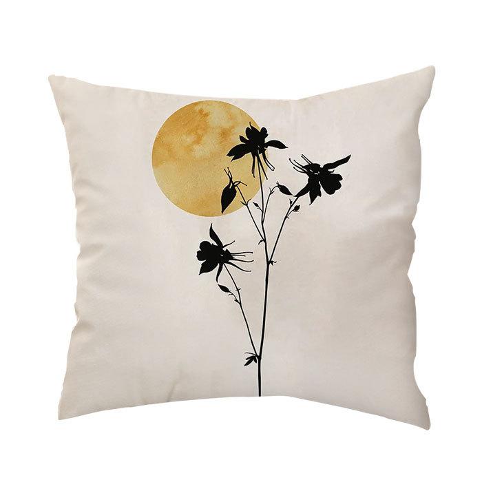 Simple Sunset Branch Landscape Pillow Short Plush Printed Pillow Case Sofa Backrest Decorative Backrest Cover