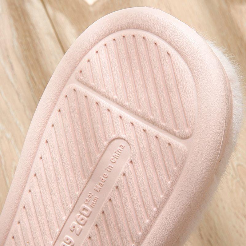Fleece thickened cotton slippers winter latex non-slip home indoor couple warm slippers