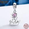 Bamoer Ekte 925 Sterlingsølv I Love My Family Heart Dingle Charms fit Dame Charm Armbånd