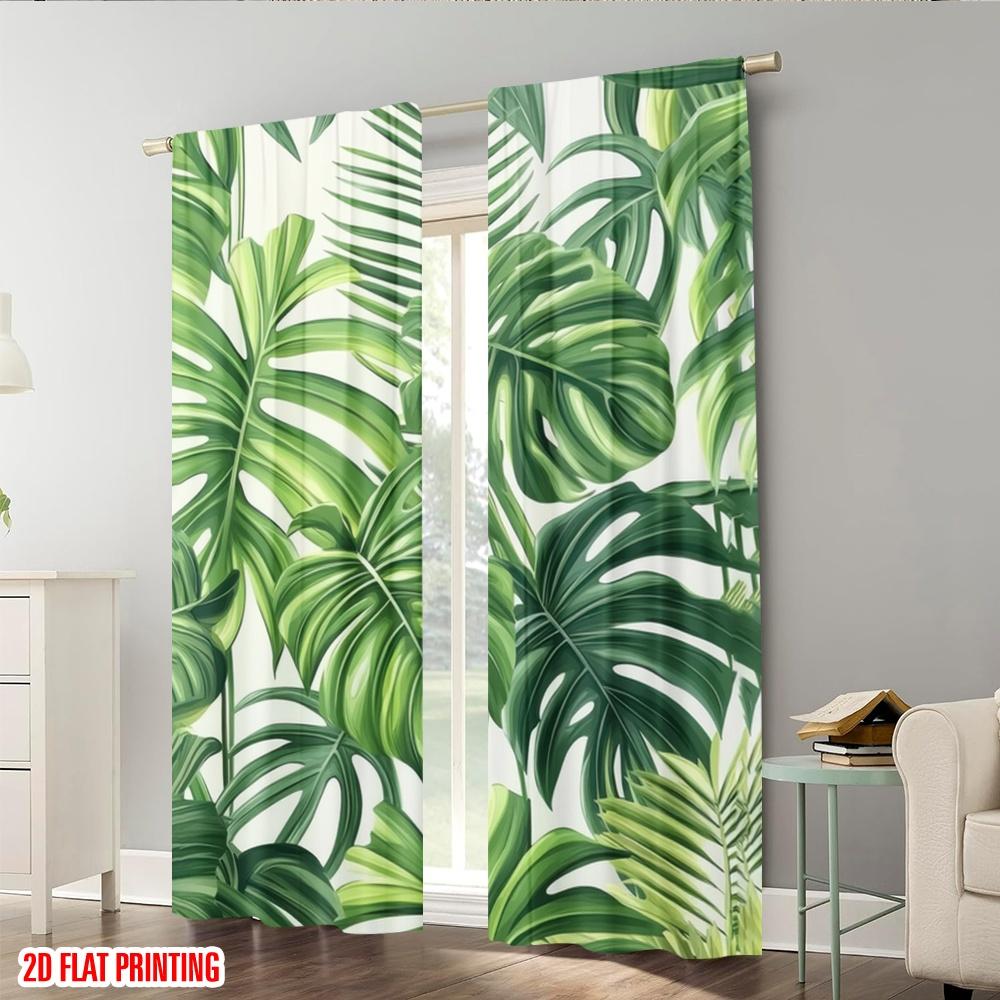 Set Of 2 Plane Printing Curtains Digital Printed Tropical Vibes Polyester Without Rod All Seasons Use Living Room Curtain Ideal For Great