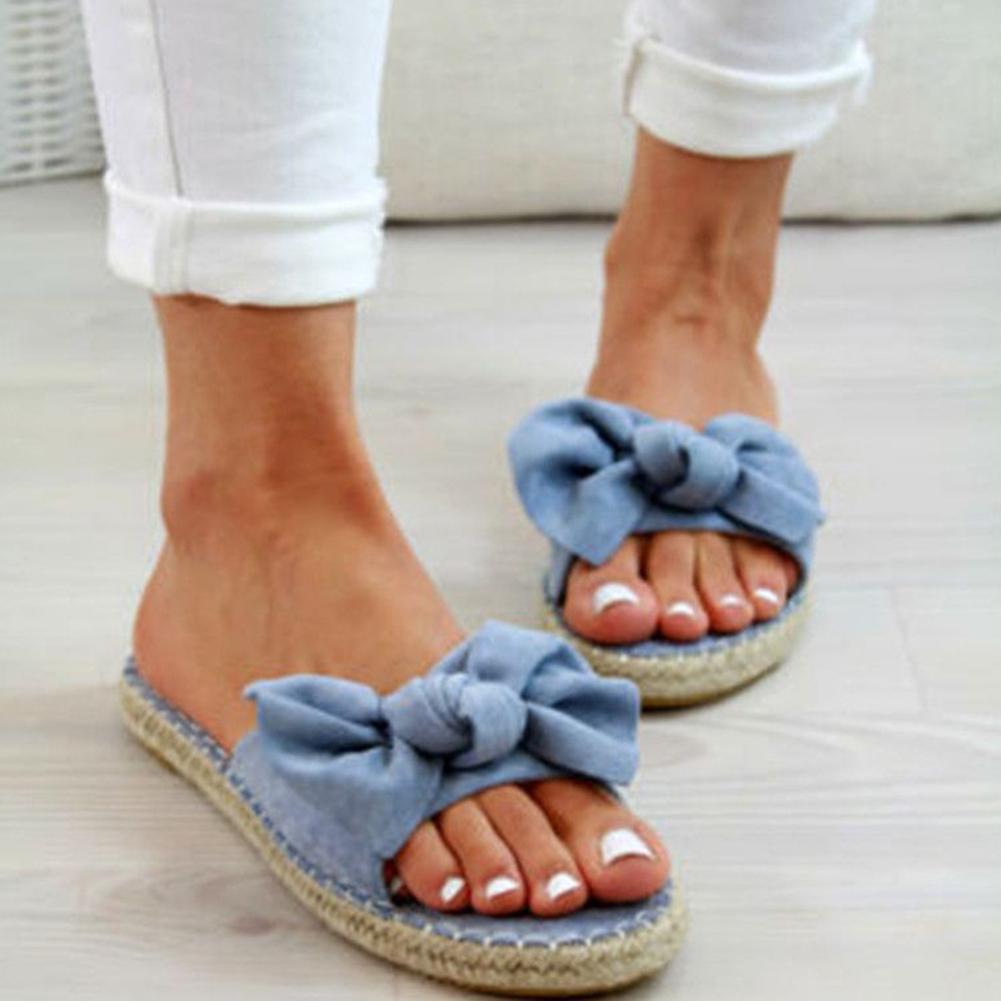 Reiner Leopardenmuster, rutschfest, offen, Damenfarbe, Schleife, Zehenhausschuhe, flache Sandalen