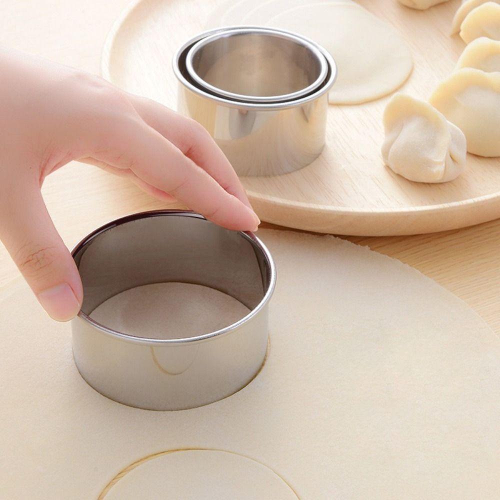5Pcs Round Biscuit Mold Set Stainless Steel Baking Mould Dumpling Skin Cutters  Dumpling