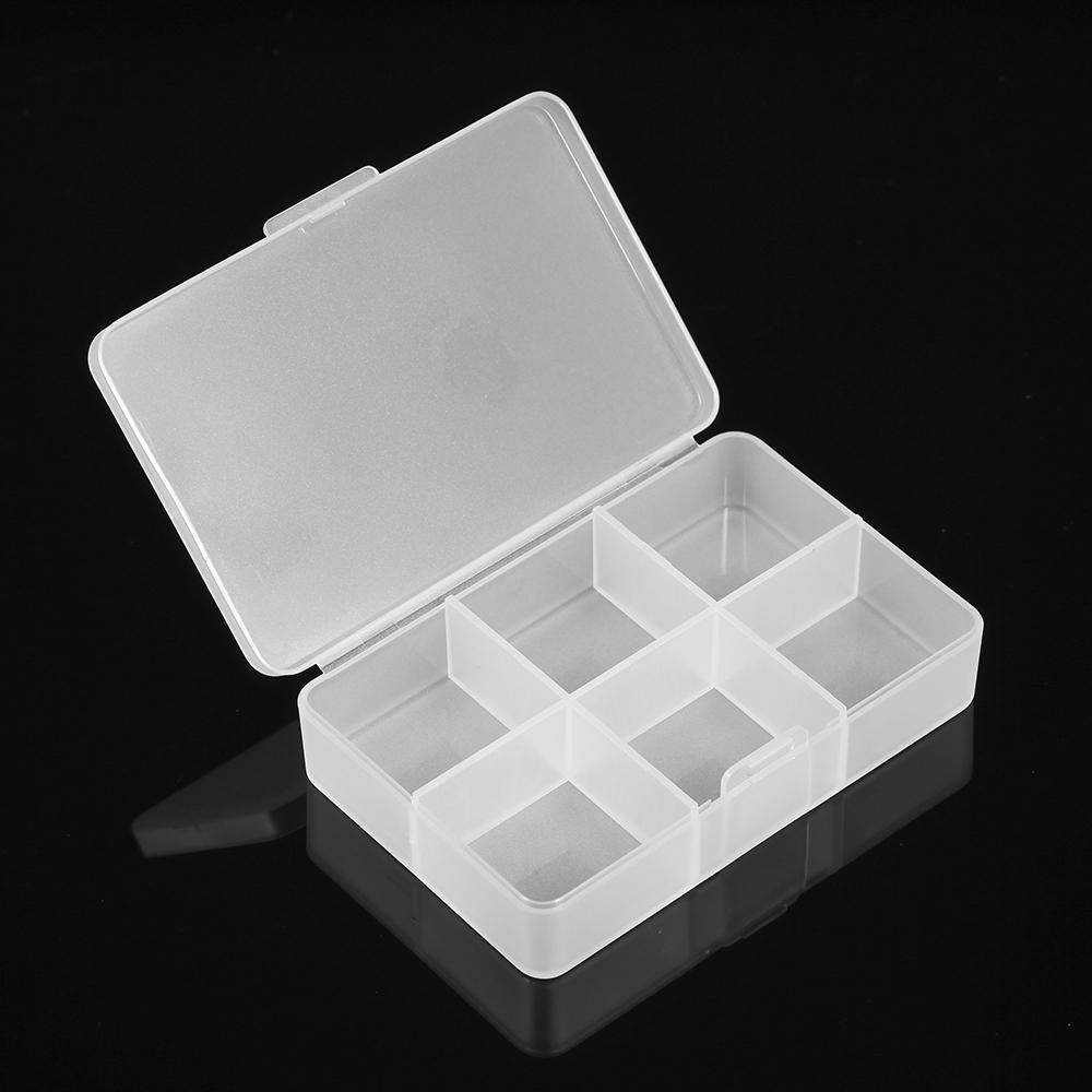 Matte Plastic Clear Home Rectangle 6 Compartments Medicine Pill Holder Storage Box Case