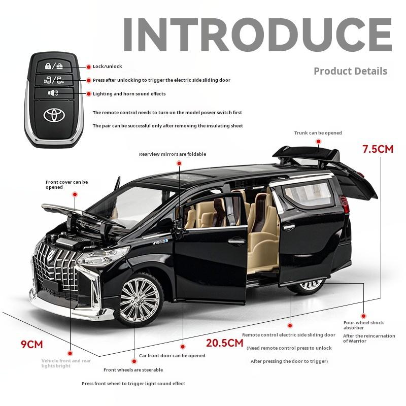 Authorized Version 1:24 Toyota Alphard Alloy Model Toy Car Metal Electric doors Opened Sound Light Models collection Boys‘ Gift EZ4