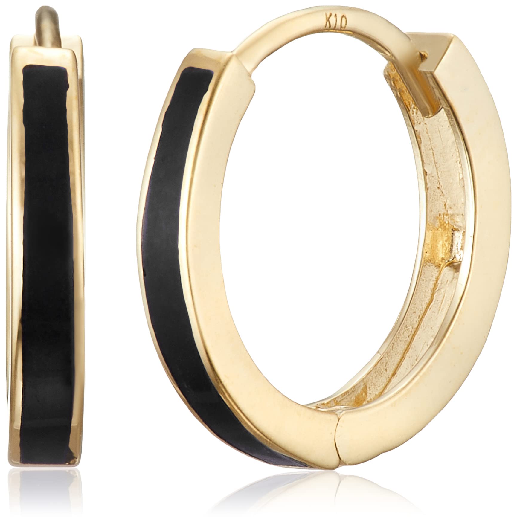 

Onyx hoop earrings in 10k yellow gold оникс