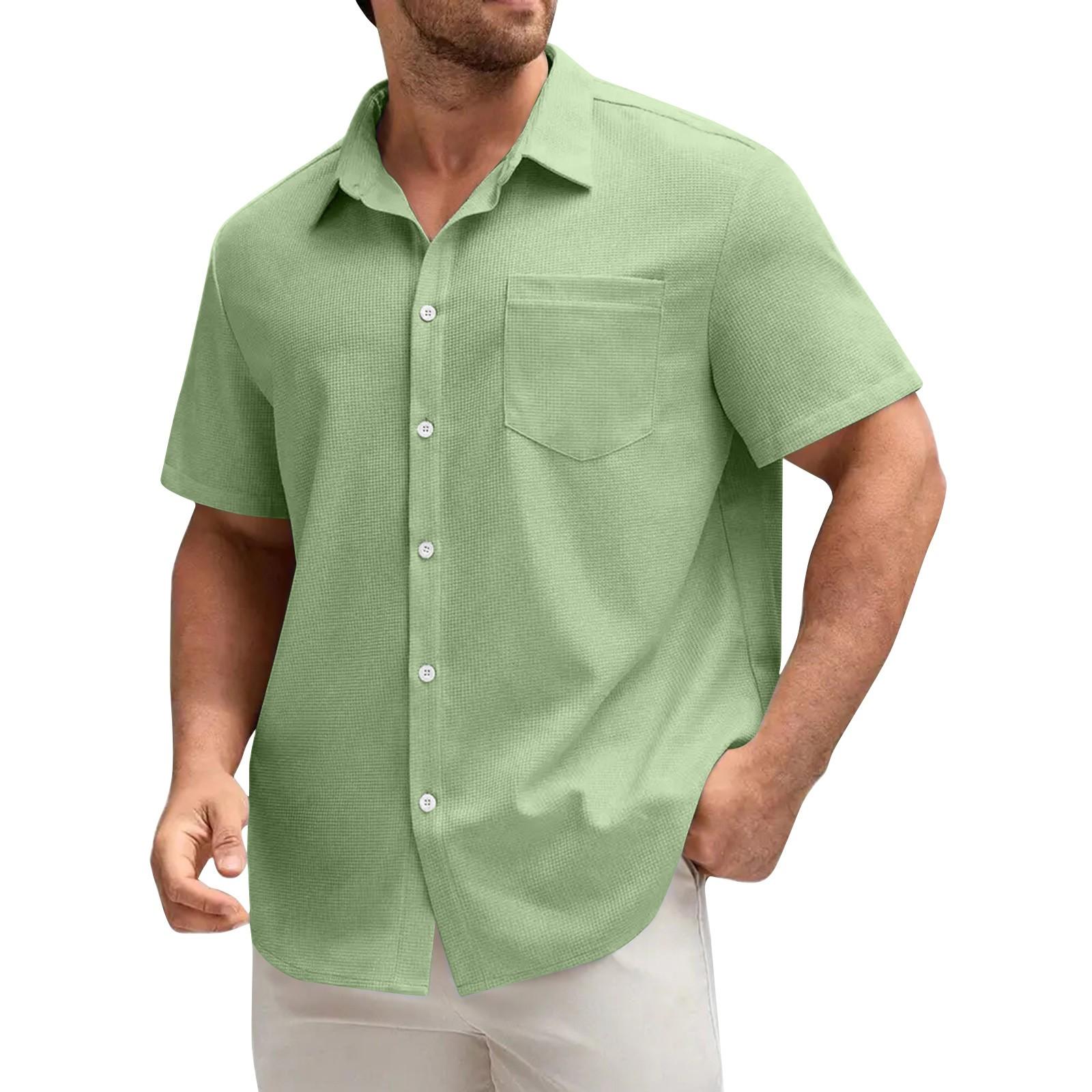 

Чоловіча повсякденна однобортна однобортна сорочка з кишенею і коротким рукавом XXXL