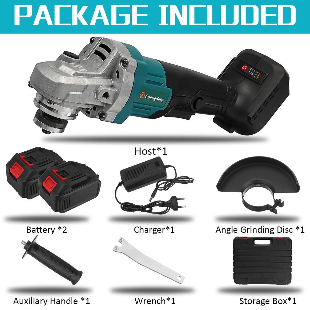 

21 В 100 мм бесщеточная электрическая угловая шлифовальная машина для резки 1/2 литий-ионная батарея DIY деревообрабатывающий шлифовальный станок электроинструмент 2*Batteries