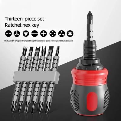 Labor-Saving Ratchet Screwdriver Set Dual-Purpose Short Shaped Radish Head High Hardness Screwdriver DIY Tools New