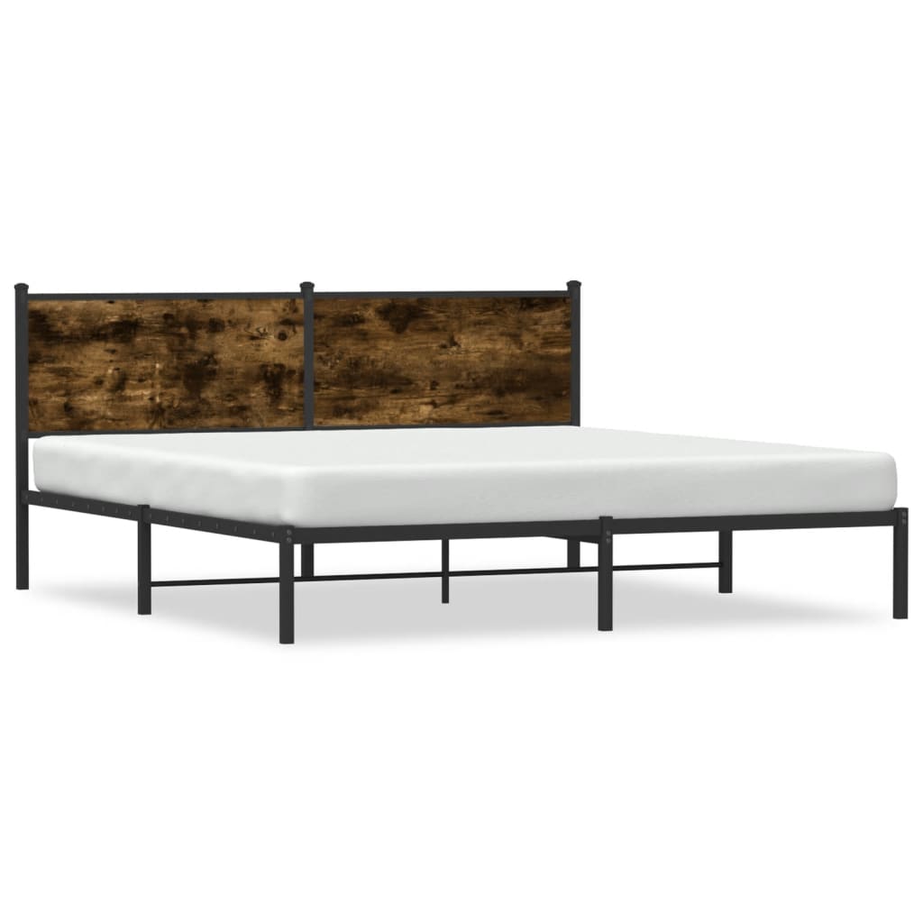 Metal Bed Frame without Mattress Smoked Oak Finish 180 x 200 cm