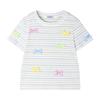 Mucmukn Girls' Rainbow Stripe Ribbed Bow T-shirt