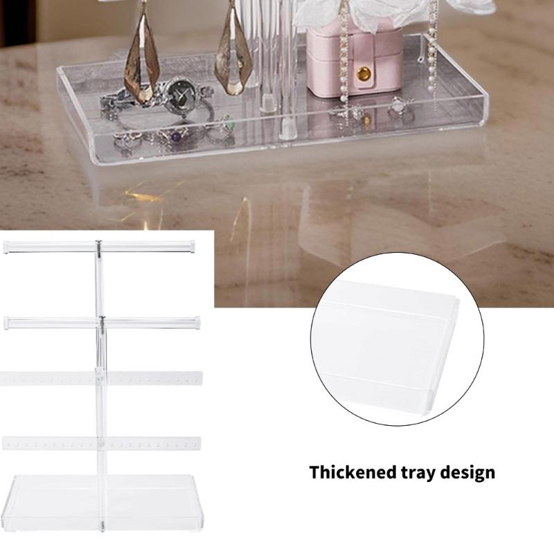 Elegant 3 Layer Jewelry Holder Rack for Necklace Bracelet and Earring Display with Tray Storage in Fashion Designs