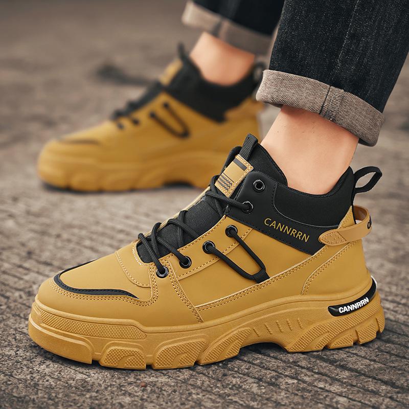 

Осенняя мужская обувь Новые ботинки Мартина с высоким берцем Мужская модная и универсальная рабочая обувь Нескользящие повседневные ботинки 39