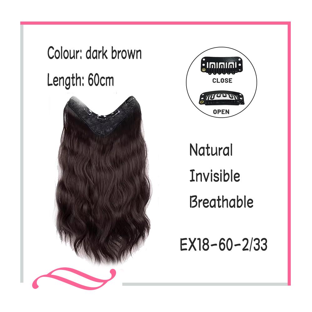 Bybrana Dlouhé vlasy z jednoho kusu dlouhé kudrnaté vlasy Prodlužování vlasů ve tvaru V neviditelné nadýchané mírně kudrnaté simulující vlasy