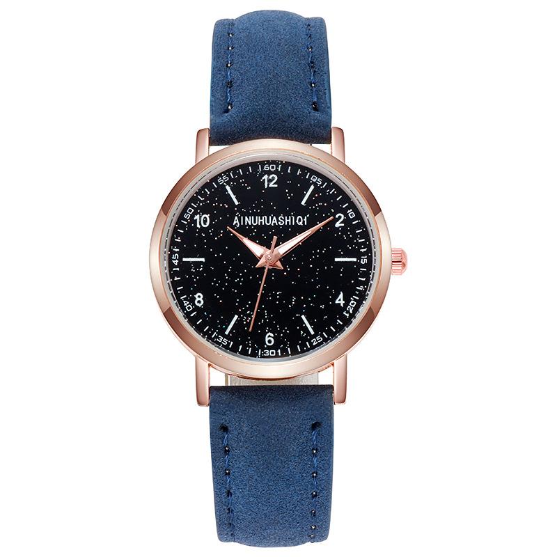 Fashion Quartz Analog Watches for Women Leather Strap Starry Sky Watch Casual Business Watch