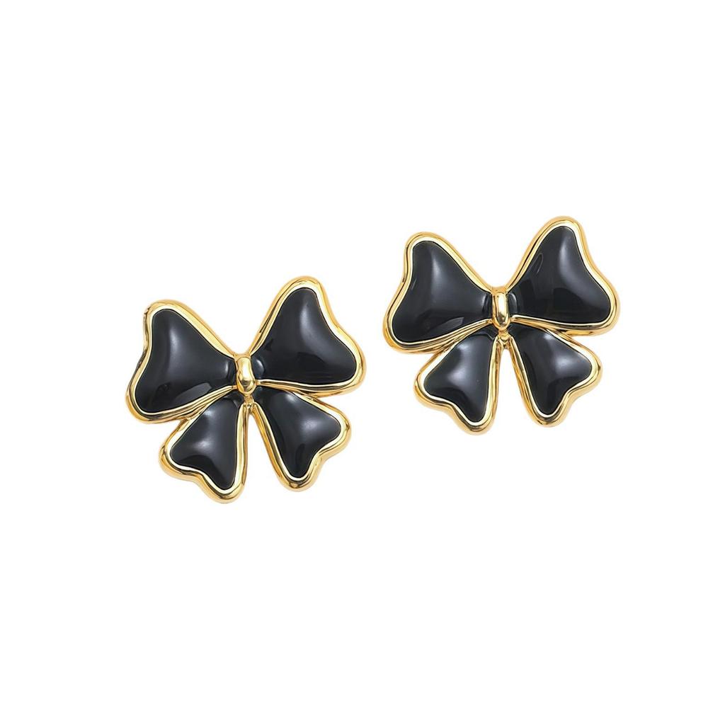 Colorful Drip Oil Butterfly Stainless Steel Earrings - Women's Fashionable and Versatile Simple Titanium Steel Design