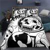 Skull Bedding Duvet Cover Set, White and Black Boho Gothic Skull Skeleton Bones Theme Bed Comforter Cover for Adults Decor