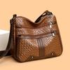 Medium and Old Bags Women's Soft Leather Multi-compartment Woven Versatile Shoulder Messenger Bag Casual New Women's Fashion Backpack