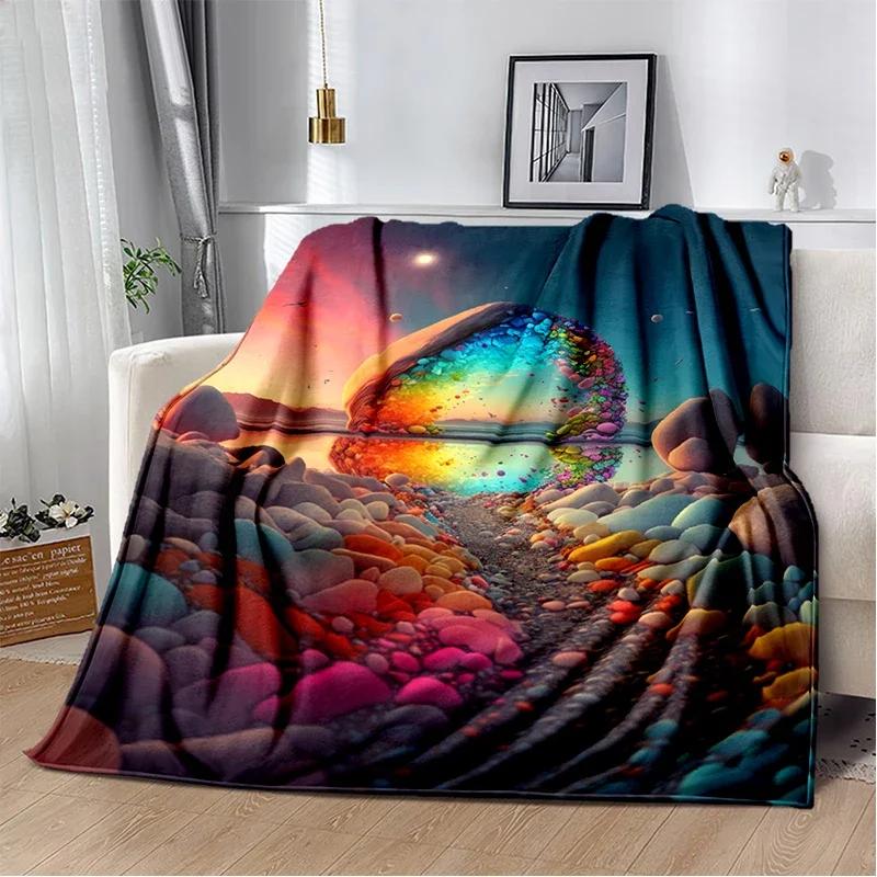 Weiche Bunte Kieselsteinweg Überwurfdecke Naturinspiriertes Design für Zuhause Schlafzimmer Bett Sofa Abdeckung Kinder Neuer Stil