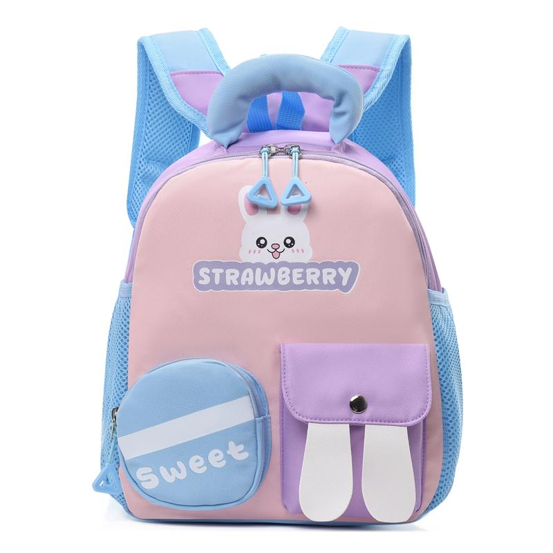 Kindergarten Schoolbag Girls Color Block Cartoon Rabbit Backpack Children's Backpack