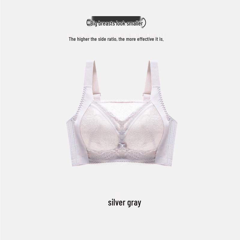 

Бралетт-минимайзер полной посадки большого размера - Предотвращающий провисание, с боковой поддержкой, пуш-ап для большой груди 46E серебряный серый