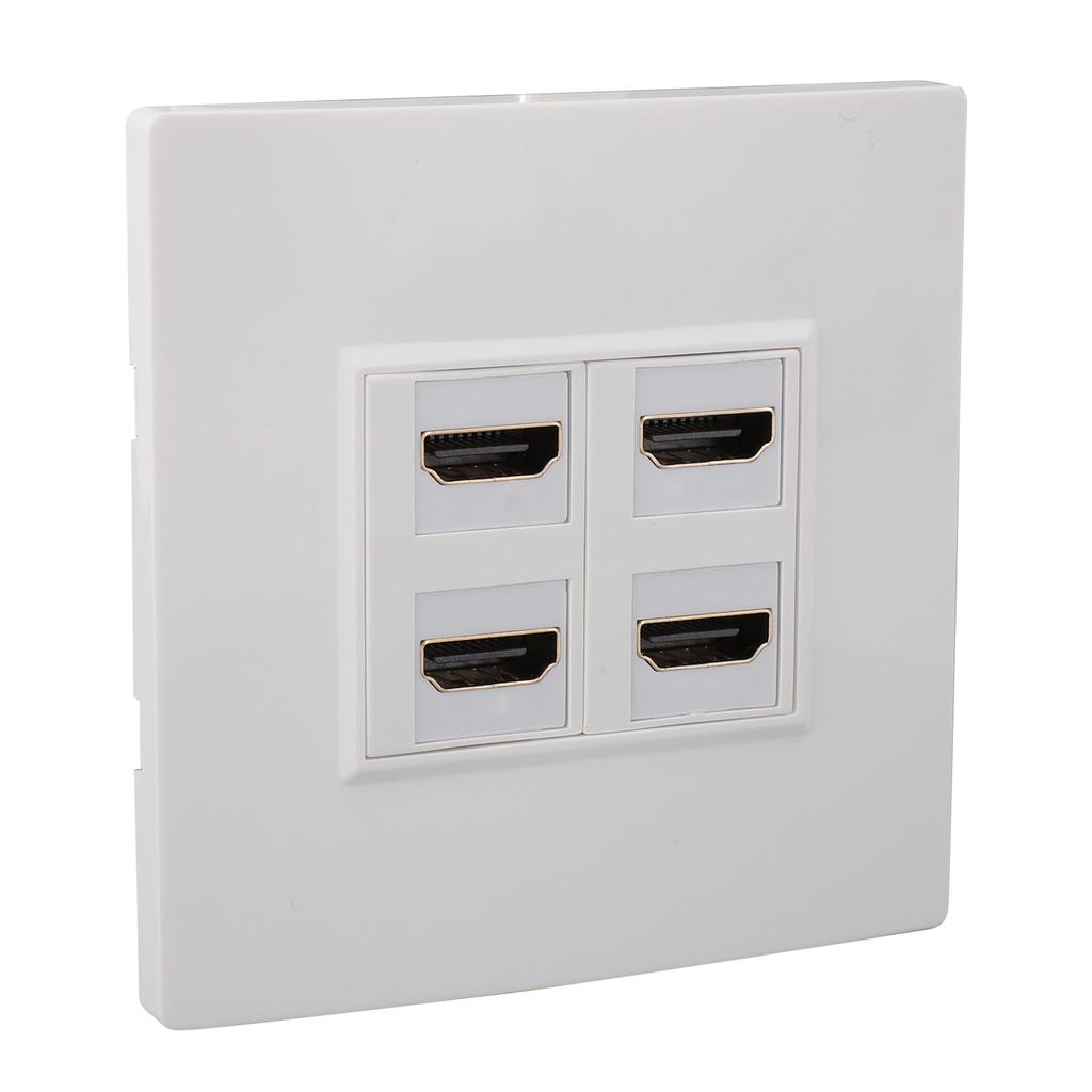 HD Wall Plate 4K 60HZ Female to Female 4 Ports HD Multimedia Interface Wall Panel for Computers TVs