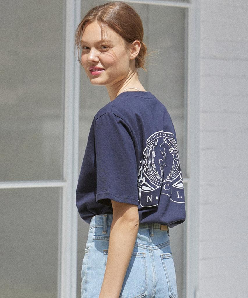 NONLOCAL Silhouette Back Point T-Shirt - Navy