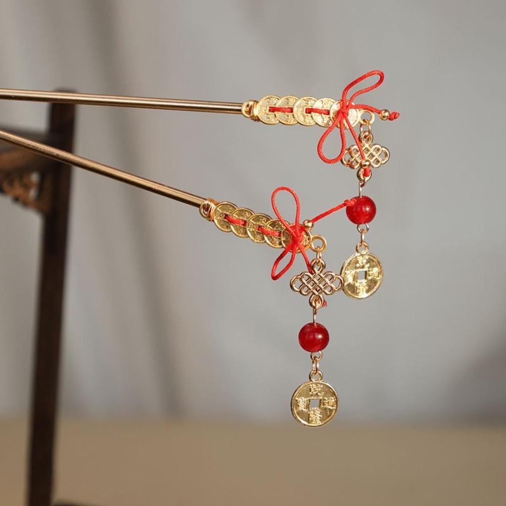 Antique Ancient Hair Stick Chinese Knot Hanfu Hair Fork Elegant New Year Hairpin  Women