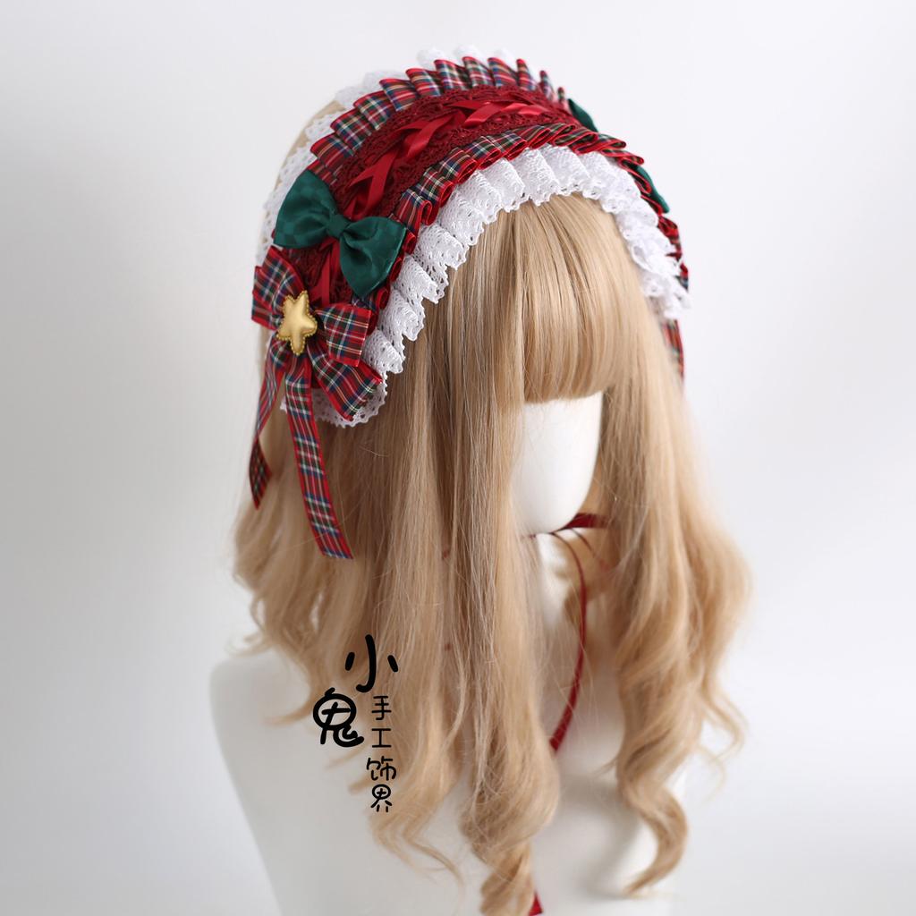Lace Headgear Top Hat Flat Hat Christmas Cos Hair Accessories Original Christmas Lolita Bow Headband
