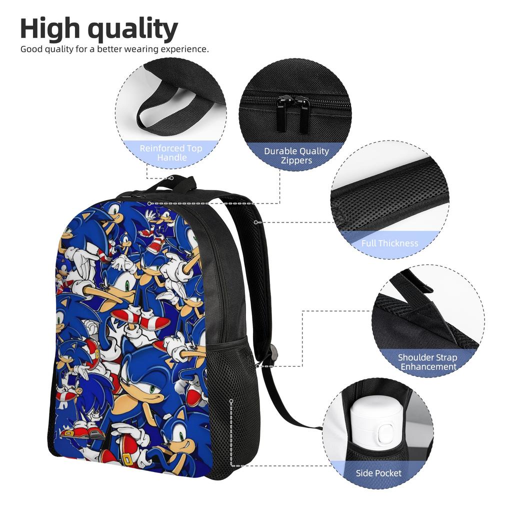 Sonices the H-Hedgehogs Backpack  Travel Backpacks Male Streetwear School Bags Colorful Print Rucksack