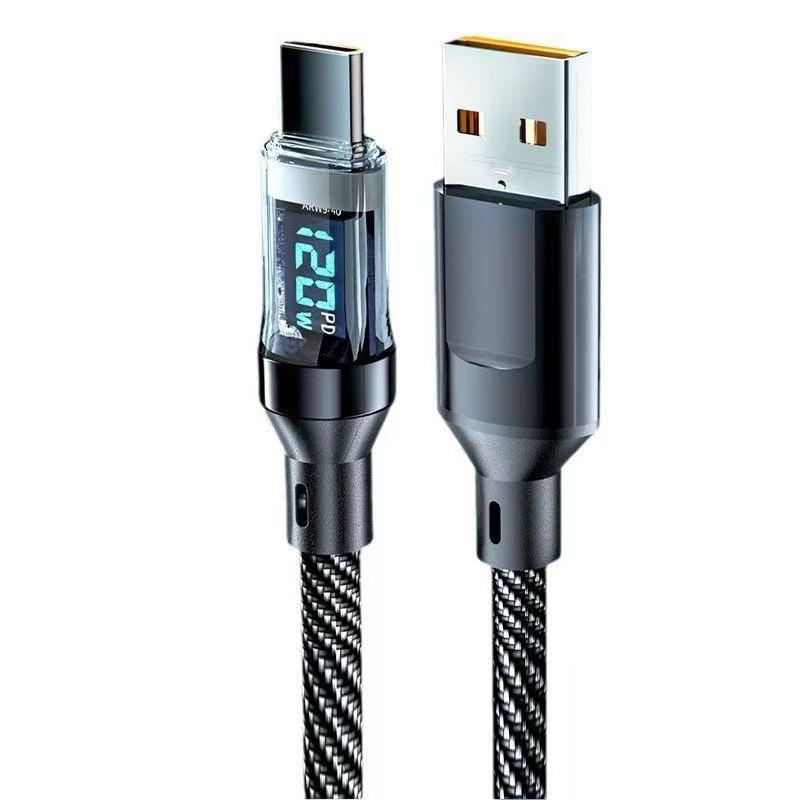 

Type-c 120W A-C and C-C Phone Super Fast Charging Cable with LED Display Screen, for OPPO Android Vivo Samsung Compatible