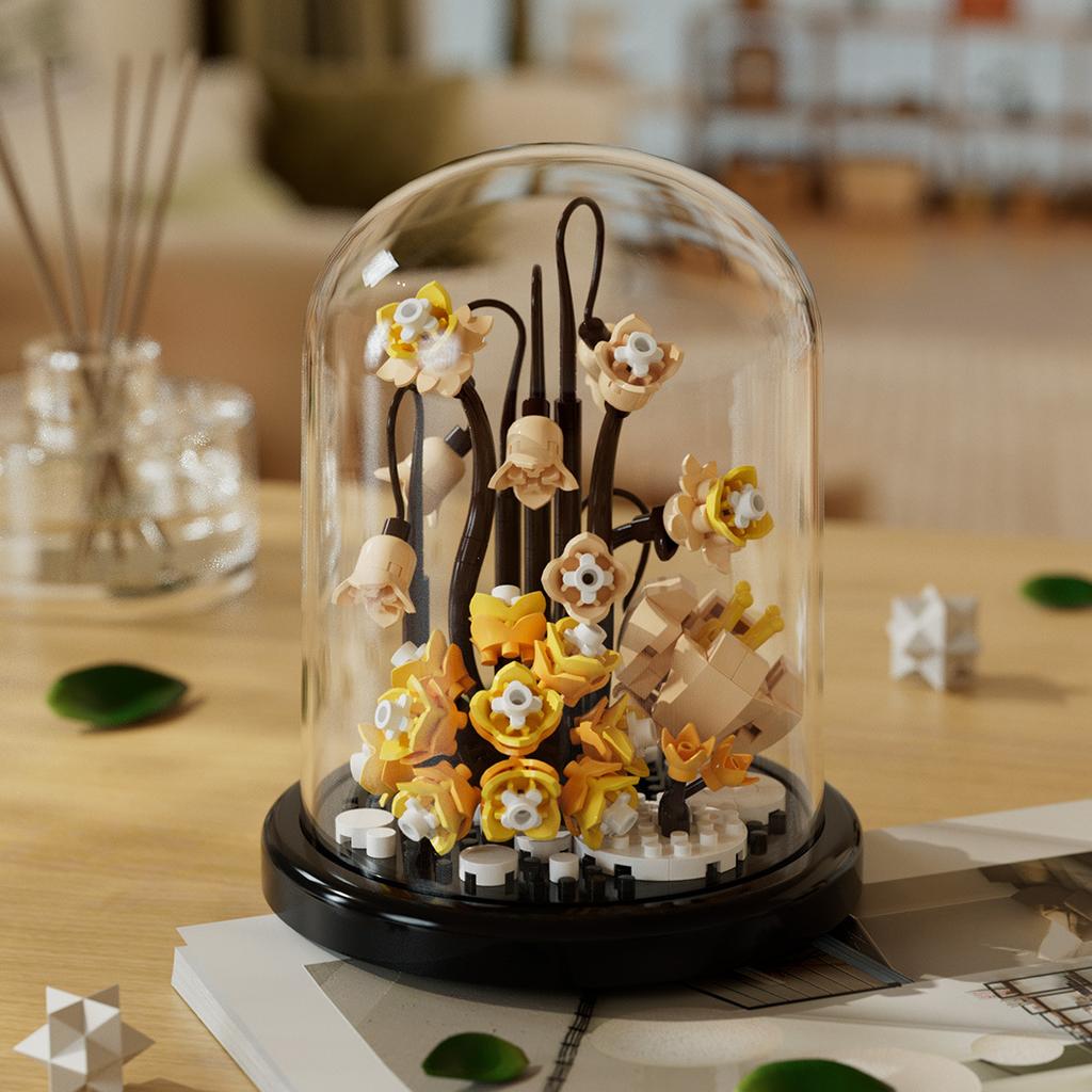 Simulated Flower Building Blocks, Sunflowers, Roses, Succulent Potted Plants, Eternal Building Blocks, Flower Bouquets, and Children's Toys