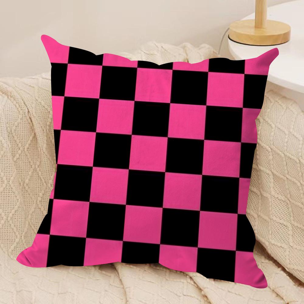 Classic Checkered Square Cushion Cover Pillowcase Ultra Soft Skin Friendly Fabric Cloud Like Comfort  Concealed Zipper