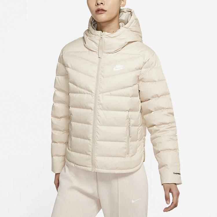 Nike Sports Casual Warm Hooded Down Jacket Winter Women Jacket Beige DH4074-206