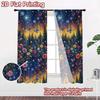 2D FLAT PRINTING 2pcs Curtains (Without Rod) Starry Night Garden Fashionable Chic Curtains Versatile Polyester Curtains weet