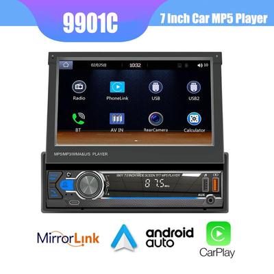 9901C 7 pulgadas estéreo inalámbrico para coche Bluetooth 5,1 Radio CarPlay y Android Auto Car Radio FM reproductor MP5