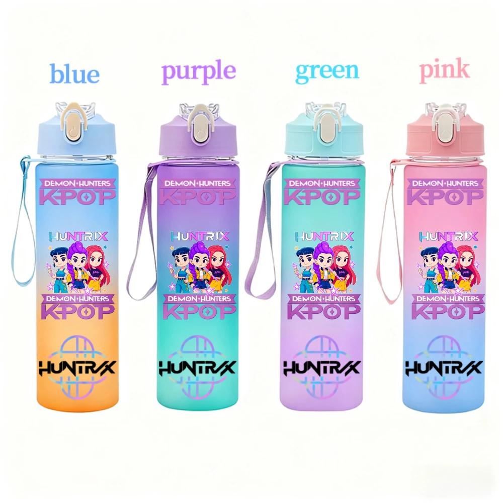 KPop Demon Hunters Gradient Water Bottles Student Adult Drinking Cup Portable High-capacity Outdoor Drink Bottle Gift 750ML Kid Friendly Entertaining
