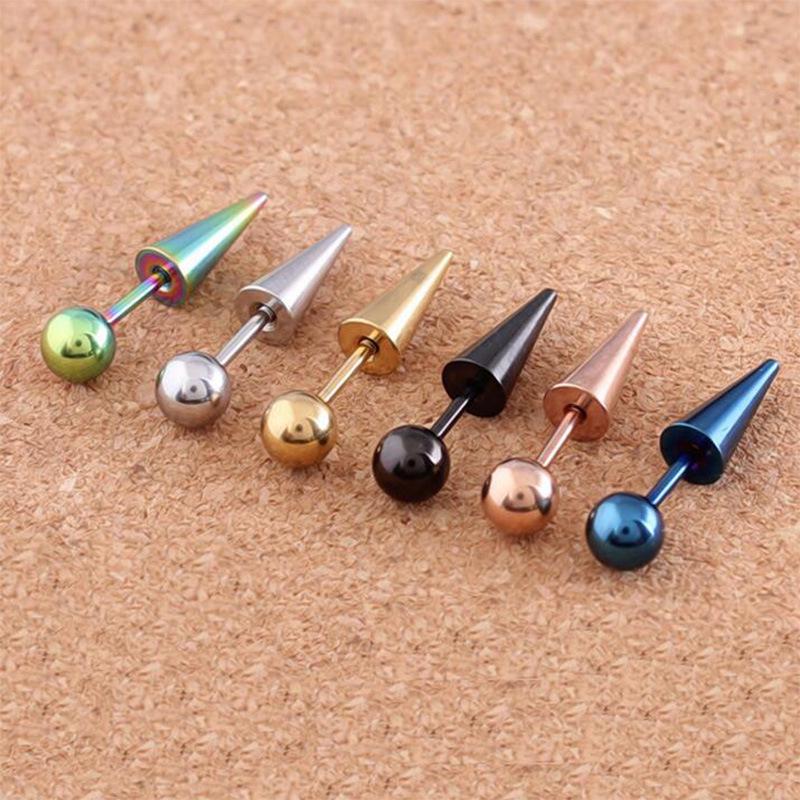 Trendy Titanium Steel Spike Earrings: Punk Gothic Irregular Stud for Men and Women.