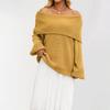 New TikTok autumn/winter European and American women's loose knit sweater pullover off-shoulder sweater