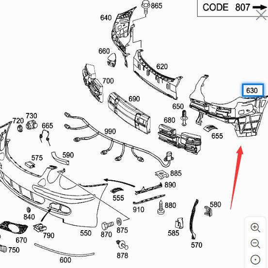 Fäste för stötfångarinsats fram för Mercedes-Benz E-Klass W211 (E260, etc.) 2118800503, 2118800603