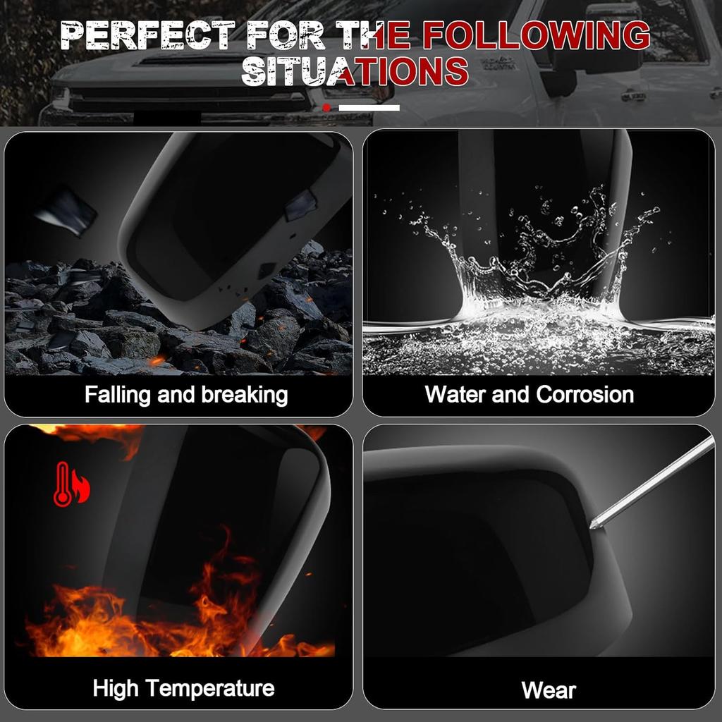 Glossy Black Direct Replacement Mirror Cover for 2011- Jeep Grand Cherokee and 2011-2025 Dodge Durango, Directly Replace Style, Not Sticker Style