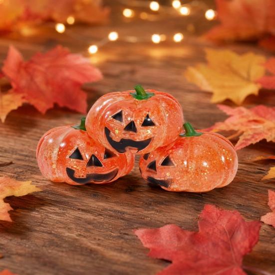 Glitter Stress Ball 1/2/3Pcs Halloween Pumpkin Head Ball Anxiety Relief Spooky Toy Toy Stretchy Orange Sensory Elastic