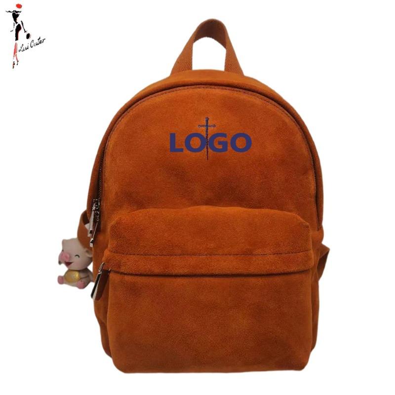 

Imitation suede backpack ODM plus large capacity niche suede men s and women s backpack OEM can be customized on demand помаранчевий