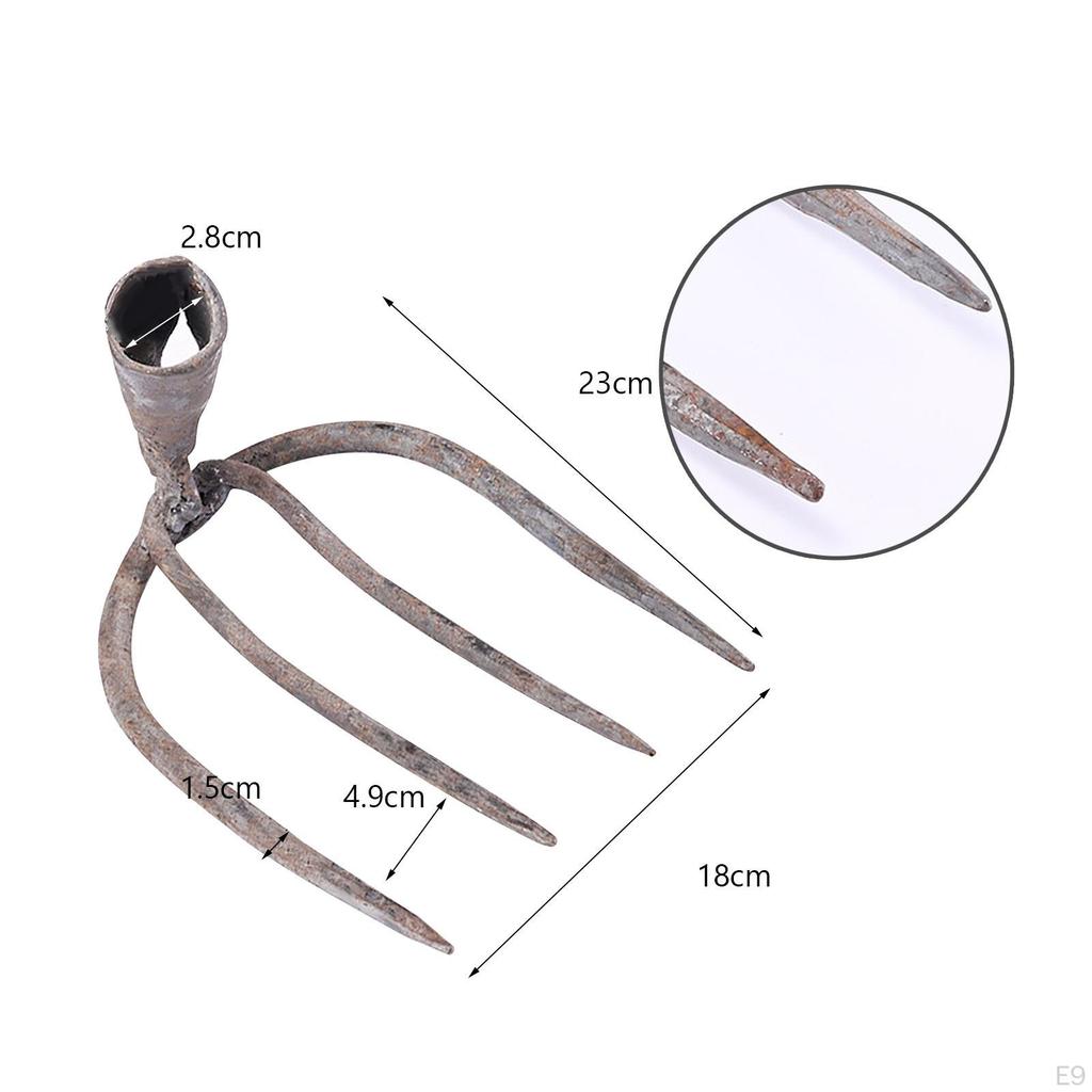 Garden Rake Head Four Tooth High Carbon Steel Replacement Hoe Harrow for ing Lawns Agricultural