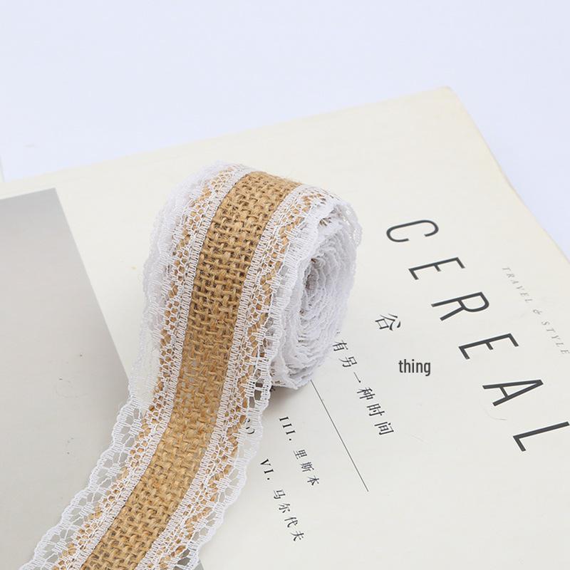 Colored Lace Burlap Roll for DIY Crafts, Handmade Packaging, and Vase Decoration.