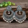 Retro Indian Alloy Rice Bead Tassel Earrings with Scenic Design